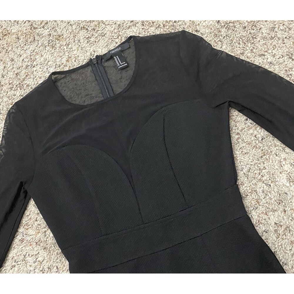 forever 21 Medium Little Black Dress sheer mesh plunge body con holiday
